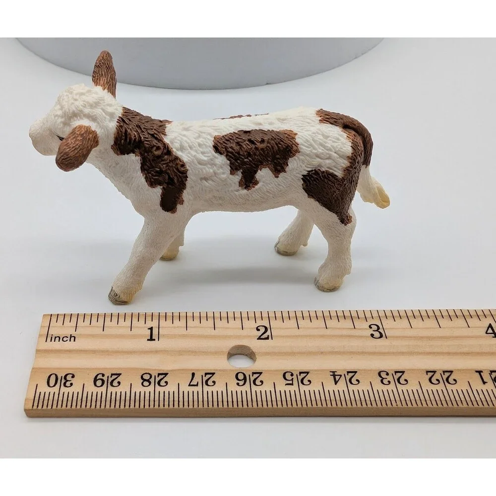SCHLEICH Brown & White SIMMENTAL CALF Cow Farm Animal Figure 2015 Retired
